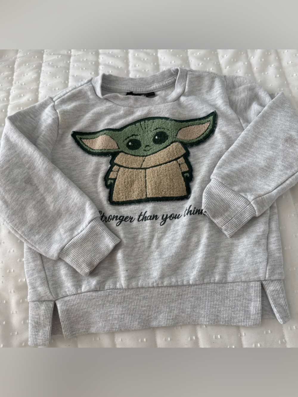 Star Wars Kids Light Gray Sweatshirt with Green Baby Yoda Graphic
